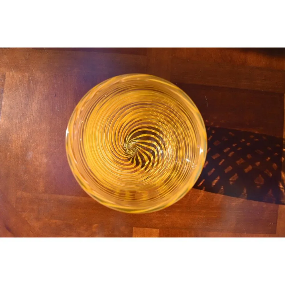 Tall Mid-Century Orange Spiral Stripe Murano Glass Vase